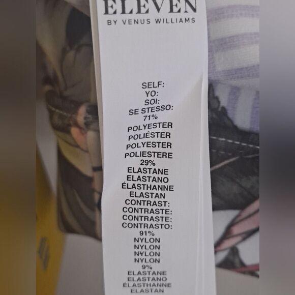 EleVen by Venus Williams White and Green Sports Bra with Tropical Print … - Picture 6 of 11